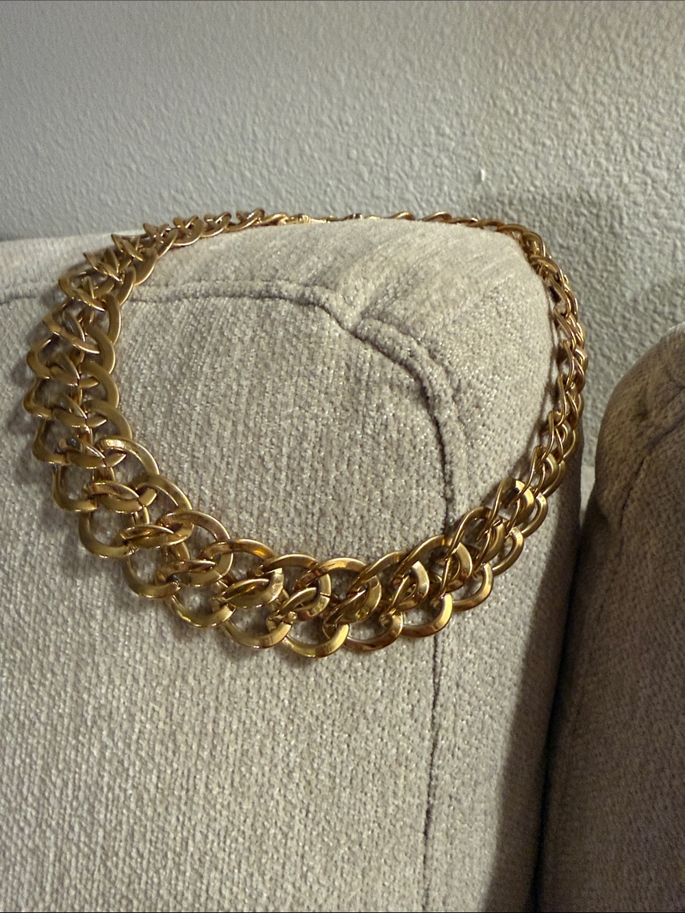 Vintage 80s Monet Double Link Curb Chain Gold Tone Necklace
